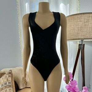 Vintage Sexy Black Velour One Piece Bodysuit Size L BRANDYWINE Tom Bezduda